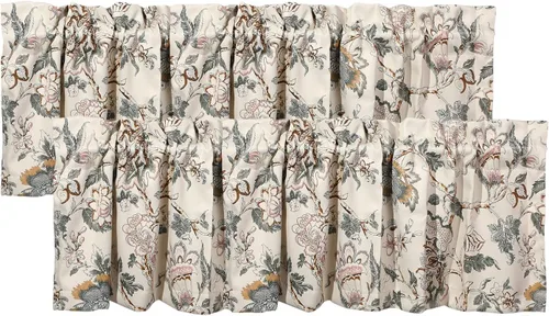Miniatura 10 de 2 paneles de cenefas de cortina para ventanas, cenefas opacas de 52 x 18 pulgadas, cenefas decorativas con bolsillos para barra de 1.9 pulgadas