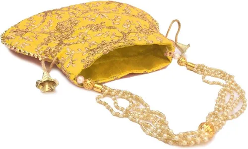 Miniatura 3 de Bolso de mano de seda bordado de diseño étnico indio para mujer