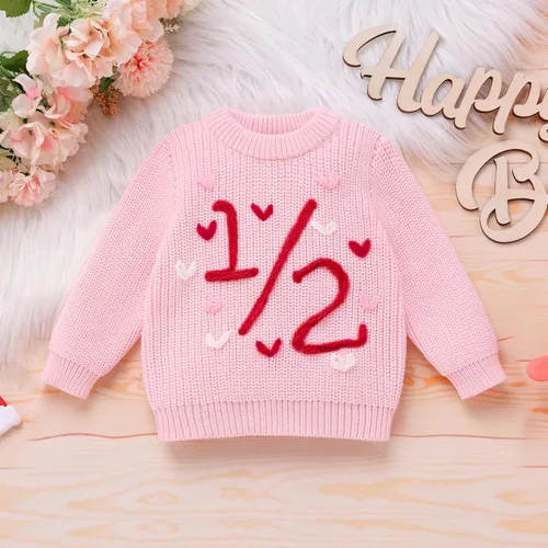 Miniatura 100 de Suéter de primer cumpleaños para bebés y niñas de un año de edad, sesión de fotos, otoño e invierno