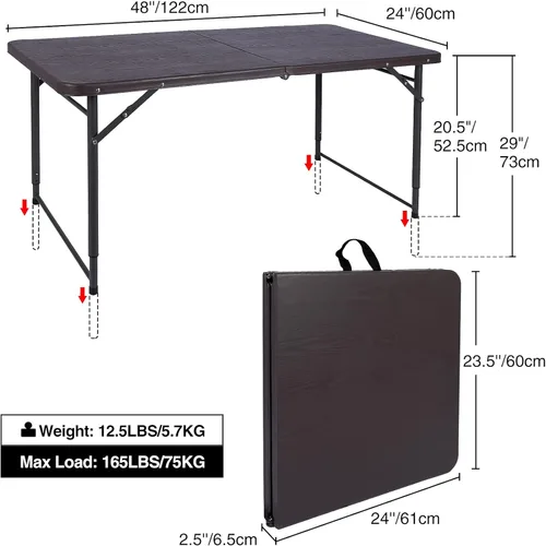 Miniatura 3 de REDCAMP Mesa plegable cuadrada de 48 pulgadas con parte superior de resina, mesas de tarjetas pequeñas plegables portátiles para adultos, uso