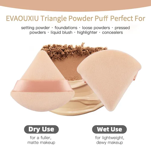 Miniatura 5 de EVAOUXIU - 2 piezas de polvo triangular para polvo facial, esponja suave de felpa, esponja cosmética de terciopelo, herramientas de maquillaje de 2