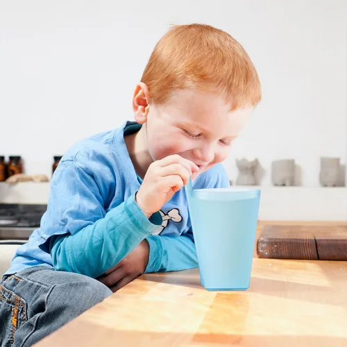 Miniatura 5 de EXCEART Vasos para sorber de color caramelo para niños, paquete de 4 vasos con pajita para niños pequeños, vasos de agua reutilizables de gran