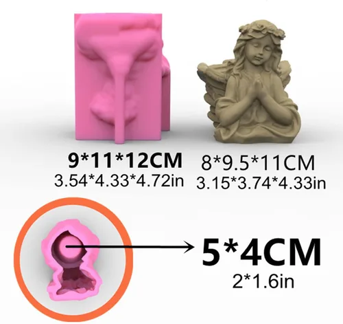 Miniatura 2 de Molde de silicona para maceta de flores de hormigón de ángel de oración, maceta para suculentas, jarrón de cactus, molde de yeso, portavelas