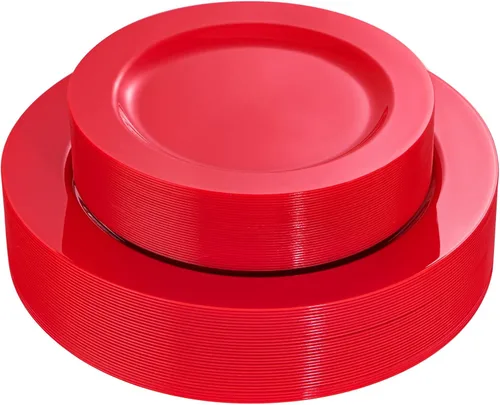 Miniatura 16 de FLOWERCAT 60 platos de plástico rosa, platos rosados resistentes desechables para fiestas de primavera y día de la madre/boda, para 30 invitados