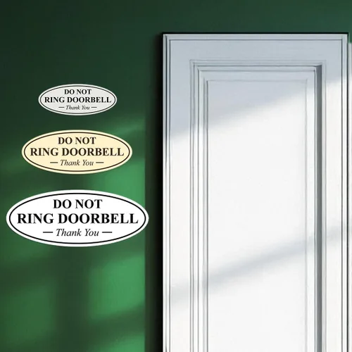 Miniatura 4 de All Quality Cartel de agradecimiento ovalado con texto en inglés «Do not Ring DOORBELL», color negro, pequeño, 1 paquete