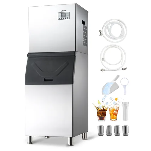Miniatura 13 de VEVOR Commercial Ice Maker Machine, 300LBS/24H Ice-Making Machine, Ice Maker with 300LBS Stainless Steel Storage Bin, Auto Self-Cleaning, and