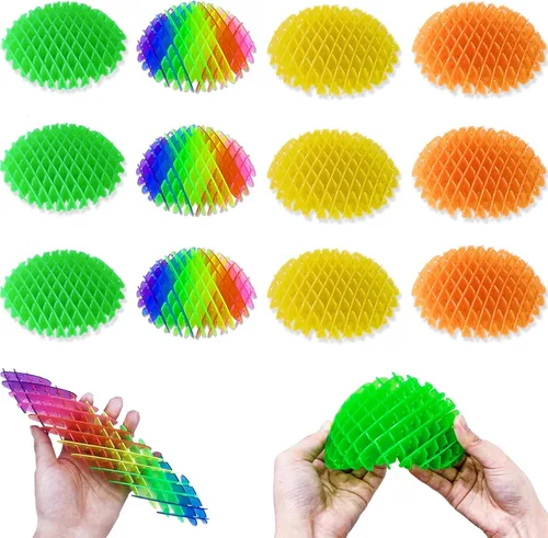 Regalos de Pascua para niños, paquete de 12 juguetes elásticos para ansiedad, juguete de escritorio, juguetes antiestrés de resistencia, alivio del