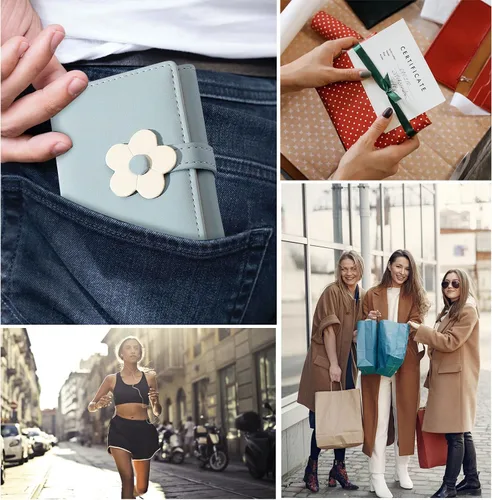 Miniatura 6 de LJCZKA Bonita cartera pequeña para niñas y mujeres, bloqueo RFID, piel sintética, tres plegadas, bolsillo para efectivo con tarjetero y billetera