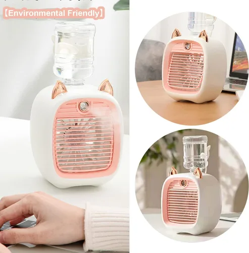 Miniatura 3 de Aire acondicionado portátil, mini ventilador de enfriamiento de oreja de gato de 40.6 fl oz con tanque de agua, ventilador de aire acondicionado 2