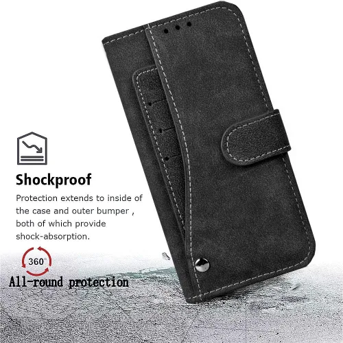 Miniatura 4 de Asuwish Funda tipo cartera para LG Phoenix 2/K8 2016/Escape 3/K350N, funda de cuero de lujo para teléfono con ranura para tarjeta de crédito, Negro