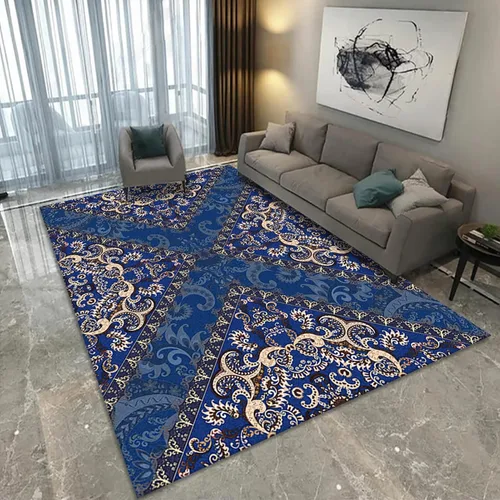 Vintage Blue Living Room Bedroom Rectangular Carpet 160x230cm 200x300cm Entrance Balcony Corridor Rugs Home Customizable Washable Non- Slip Floor
