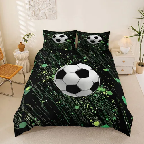 Miniatura 29 de Erosebridal Sports Duvet Cover Football Patchwork Bedding Sets, Geometric Ball Pattern Bed Cover Rugby Game Bed Set Twin