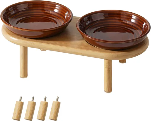 Havniva - Plato elevado de cerámica para gatos, cuenco ancho para gatos con protección para bigotes, antideslizante, para comida y agua, con soporte