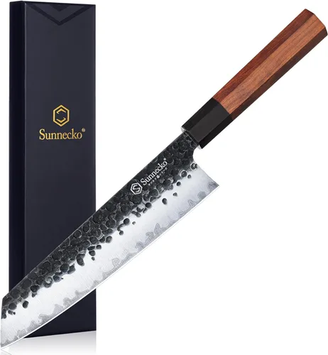 Miniatura 9 de Sunnecko Cuchillo de cocina afilado, cuchillo de pelar de 5.5 pulgadas de acero de carbono para frutas, cuchillo de 3 capas 9CR18MOV, mango