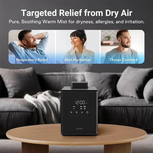 Miniatura 4 de Humidificador de vapor caliente de acero inoxidable de 3L con función de limpieza fácil y vapor caliente, humidificadores de niebla de aire 4L negro