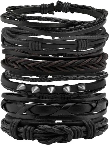 Miniatura 10 de Pulsera de cuero trenzada ajustable para hombres y mujeres