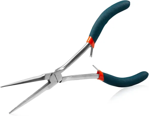 SPEEDWOX Alicates de punta de aguja de largo alcance de 7 pulgadas con dientes, alicates de bucle de alambre de precisión extra largos para hacer