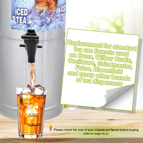Miniatura 3 de 03260.0002 Kit de grifo de repuesto para urna de té, repuesto de espiga para dispensador de té, boquilla/boquilla con tuerca de mariposa y anillo