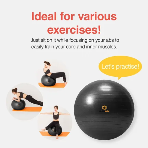 Miniatura 5 de Primasole Pelota de ejercicio para equilibrio, estabilidad, fitness, entrenamiento, yoga, pilates en casa, oficina y gimnasio, pelota de parto