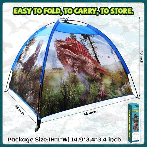 Miniatura 6 de Tienda de campaña de dinosaurio para niños de 48 x 48 x 43 pulgadas realista para niños pequeños como juguetes de dinosaurio, perfecta para niños