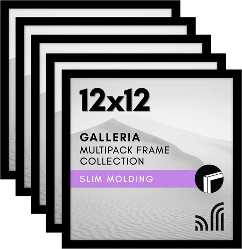 Miniatura 30 de Americanflat Portarretratos de 3 x 5 con plexiglás pulido, juego de 5 unidades, colección Galleria, marcos para mesa y pared, color negro