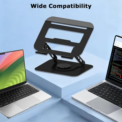 Miniatura 7 de Soporte ajustable para laptop, elevador giratorio de 360°, base estable para MacBook Pro/Air Notebook de hasta 16 pulgadas, color negro