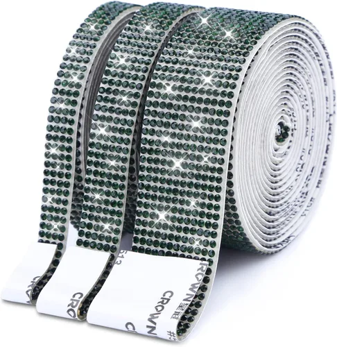 3 rollos / 6.6 yardas, cinta autoadhesiva de diamantes de imitación de diamantes de imitación, diamantes de imitación para manualidades, decoración