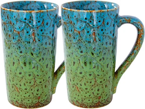 Juego de 2 tazas de café de porcelana de 20 onzas, tazas de café grandes y altas con asas, tazas de café modernas de cerámica para té, cacao, leche,