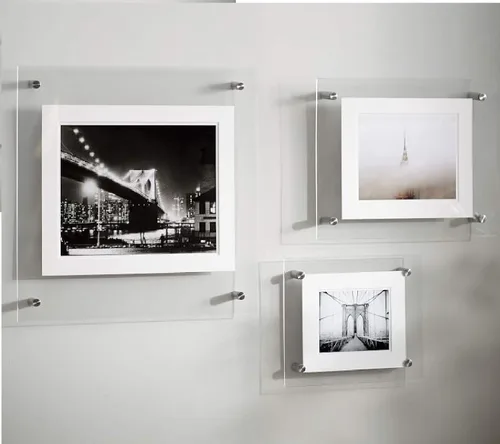 CUALQUIER TAMAÑO Marco flotante sin marco acrílico para montaje en pared para obras de arte, rompecabezas, póster, bufanda, foto en forma cuadrada o