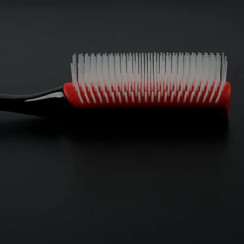 Miniatura 7 de Cepillo clásico de peinado para cabello rizado húmedo o seco. Cepillo negro de 9 filas para desenredar, separar y dar forma rojo (1 pieza)
