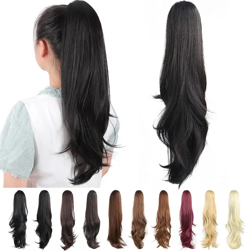 Miniatura 139 de Extensiones de cola de caballo de cabello rubio, extensiones de cola de caballo para mujer, pinza de extensiones de cabello rizado de 12 pulgadas