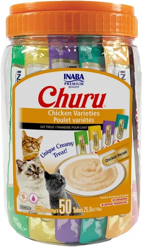 Miniatura 10 de INABA Churu - Bocadillos para gatos, puré cremoso para gatos, sin cereales, que se puede lamer y exprimir, suplemento con vitamina E y taurina, 0.5