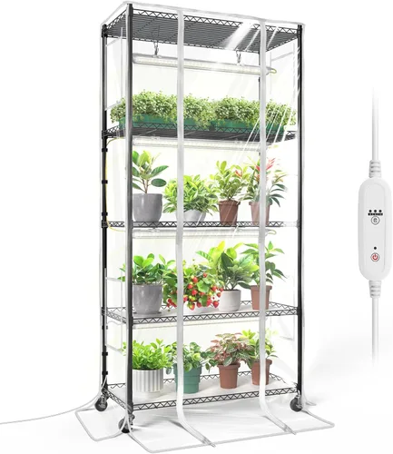 Miniatura 14 de Bstrip Invernadero de interior con luz de crecimiento, soporte para plantas con paquete de 4 luces para plantas de 24W de espectro completo, estante