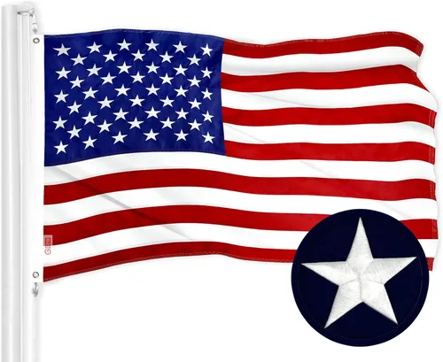 G128 Bandera Americana de EE.UU. | 4 x 6 pies | Serie ToughWeave bordada de poliéster 210D | bandera de país, estrellas bordadas, rayas cosidas,