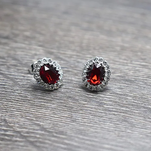 Miniatura 5 de Aretes de cristal Swarovski chapados en oro con forma ovalada y circonita cúbica transparente, joyería de moda para mujer
