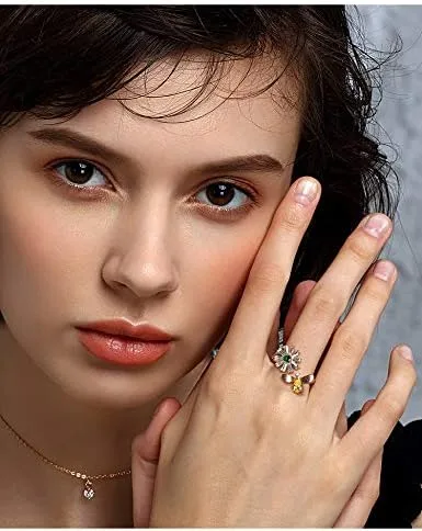 Miniatura 5 de Vanski Fashion - Anillo ajustable para mujer, diseño de circonio cúbico, antiansiedad, anillo de compromiso, boda