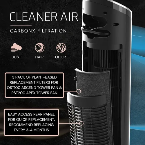 Miniatura 3 de Lasko Paquete de 3 filtros de repuesto para ventilador de torre Ascend OST100 y ventilador de torre Apex RST200, filtros a base de plantas, elimina