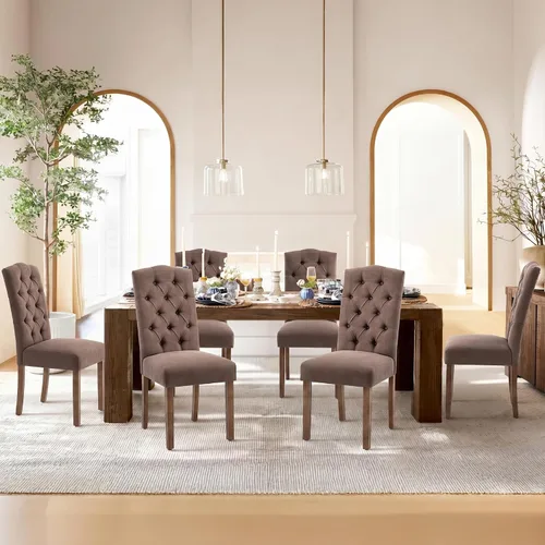 Miniatura 21 de Juego de sillas de comedor Parsons tapizadas copetudas, decoración de comedor de tela, elegante y moderna, para cocina, sala de estar con botones