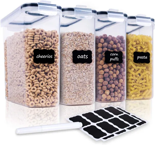 Miniatura 9 de FOOYOO Juego de recipientes para cereales – 3 piezas herméticas grandes para cereales secos (135.2 onzas), dispensador sin BPA, recipientes