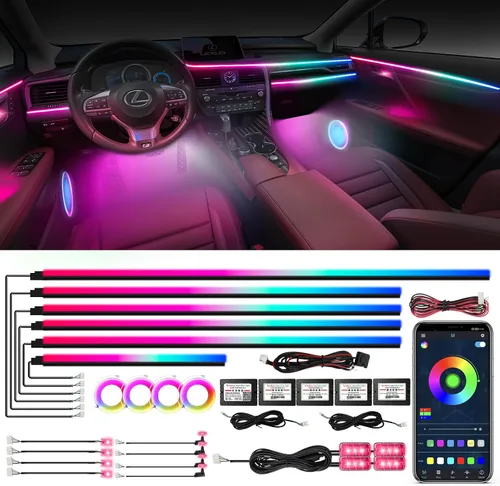 Miniatura 10 de Luces interiores acrílicas Dreamcolor para automóvil, accesorios para automóvil WEBUPAR 2 en 1, tira de luces LED para automóvil con control