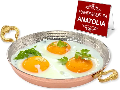 Miniatura 11 de Hakan Sartén de cobre para cocinar Sartén grande hecha a mano Sartén martillada con doble asa para tortilla Auténtica cocina de cocina e idea