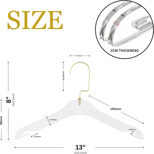 Miniatura 2 de HomeCube USA - Perchas de acrílico transparente con ganchos dorados, diseño Lucite resistente, elegante y resistente para suéteres, trajes