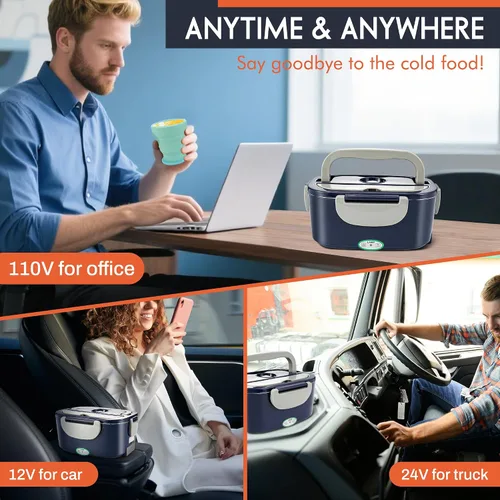 Miniatura 6 de AOSION Lonchera Eléctrica para Adultos, Lonchera Térmica 3 EN 1 con Contenedor de 1.5L, Lonchera Eléctrica Portátil de 80W, Calentador de Alimentos