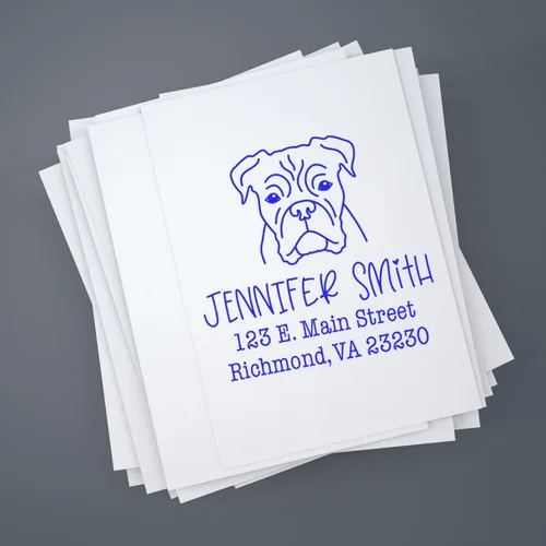 Miniatura 80 de Sello de dirección personalizado Basset Hound – Sello personalizable con nombre y dirección para sobres, ideal para amantes de los perros
