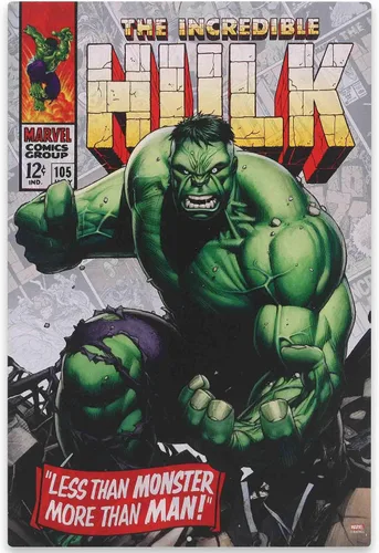 Open Road Brands Marvel The Incredible Hulk - Cartel de metal con cubierta de cómic – La increíble decoración de pared de Hulk para cueva de hombre