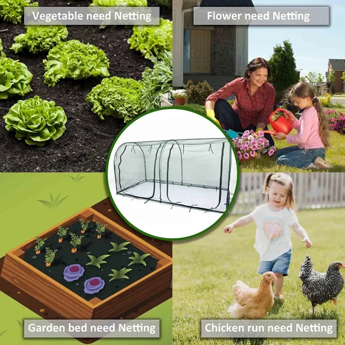 Miniatura 9 de Cubierta de Red para Plantas de Túnel Grande de 8.2'x4', Jaula de Cultivo con Red de 4 Pies de Altura, Cubierta Protectora contra Plagas