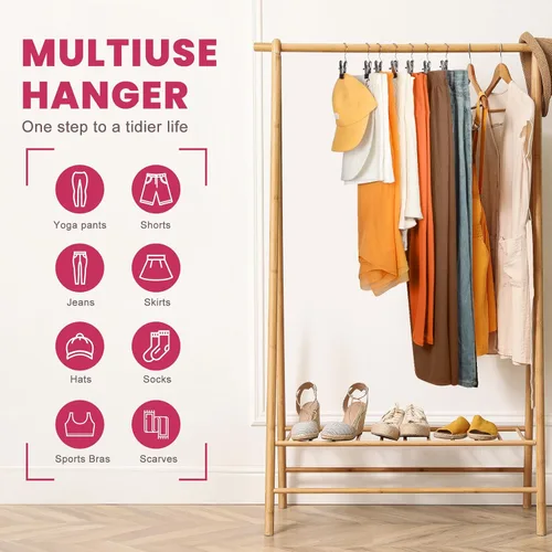 Miniatura 5 de 12 paquetes de perchas para pantalones con clip, organizador de leggings para colgar en el armario, perchas para pantalones de yoga que ahorran