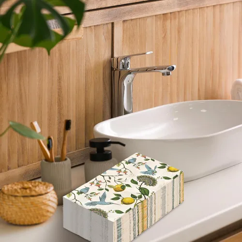 Miniatura 6 de 80 servilletas de papel desechables con diseño de pájaro azul, diseño retro de árbol de limón, servilletas de papel decorativas de temporada
