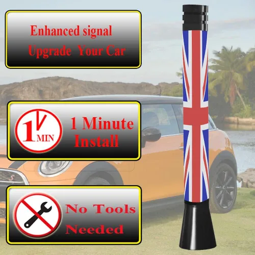 Miniatura 3 de Antena corta de bandera roja de 4 pulgadas para BMW Mini Cooper (2001-2022), mástil de repuesto de antena Mini Cooper