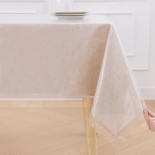 Miniatura 10 de Smiry Mantel de plástico transparente de 60 x 102 pulgadas, protector rectangular de vinilo impermeable, a prueba de derrames de aceite, lavable